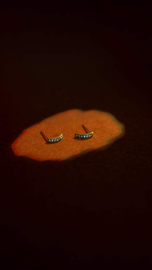 Moon diamond stud earrings