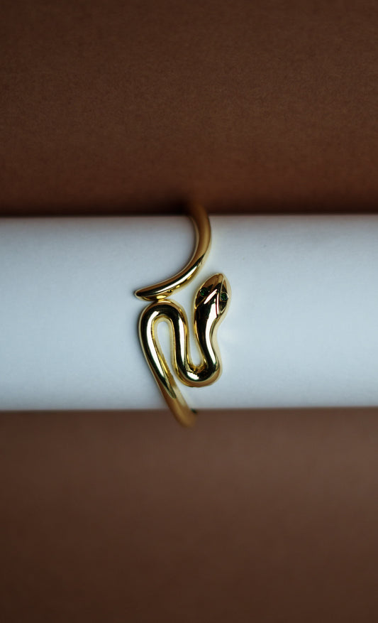 Serpent plain gold bracelet
